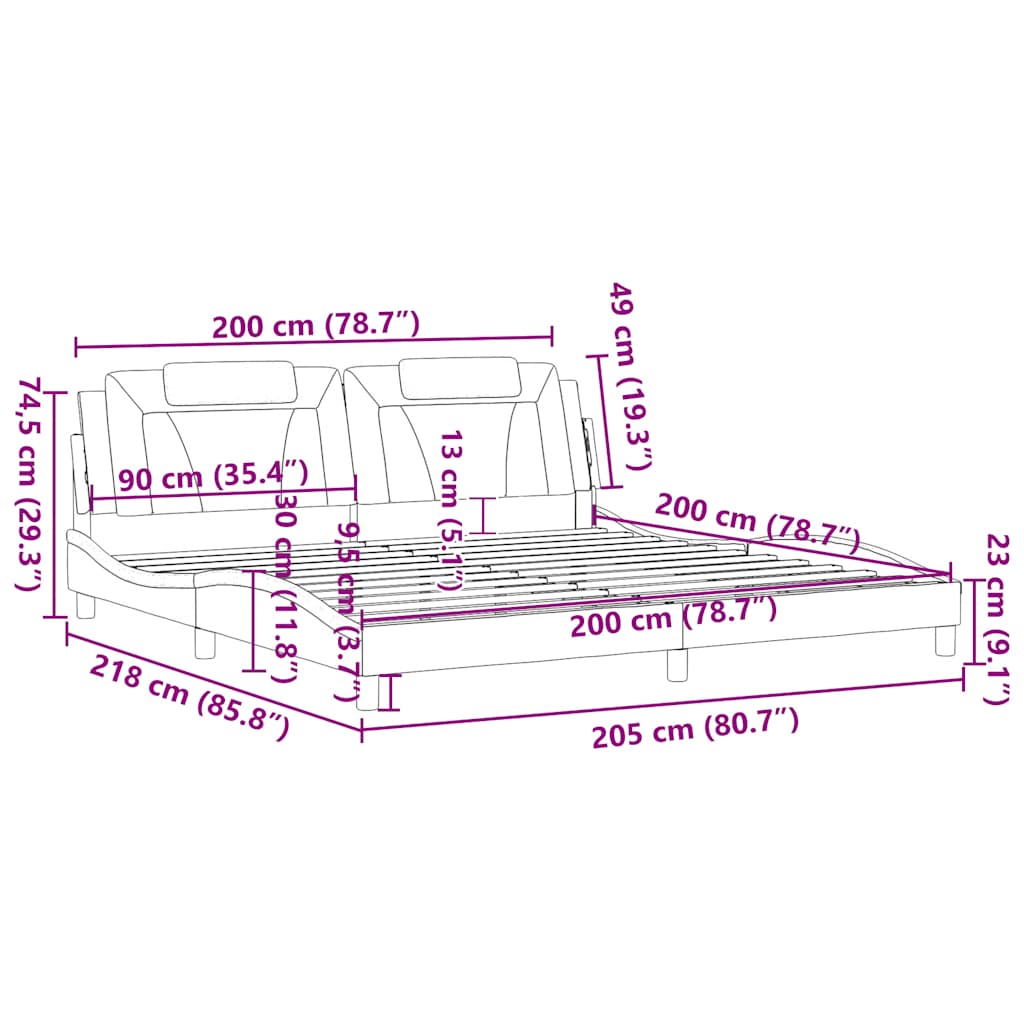 Okvir za krevet Viana bez madraca sivi 200x200 cm od umjetne kože