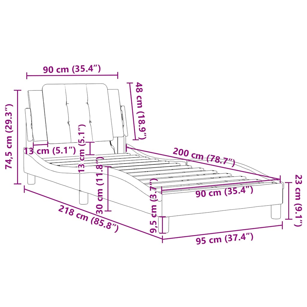 Okvir za krevet bez madraca Zadar crni 90x200 cm od umjetne kože