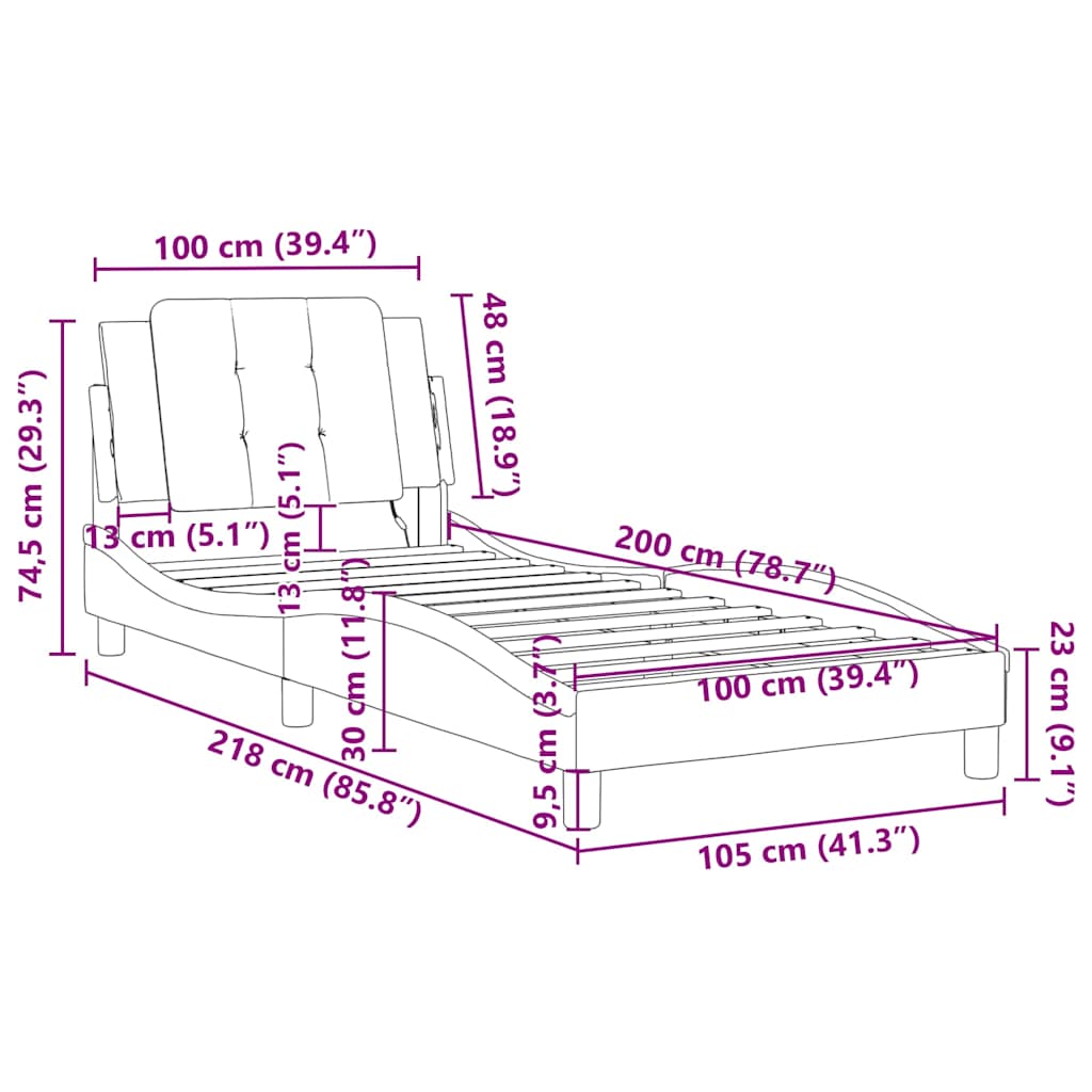 Okvir za krevet bez madraca Zadar crno-bijeli 100x200cm umjetna koža