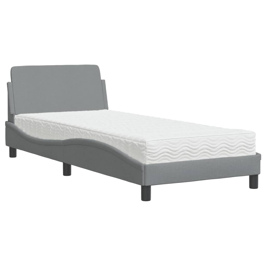 Krevet s madracem Dover svjetlosivi 80x200cm tkanina