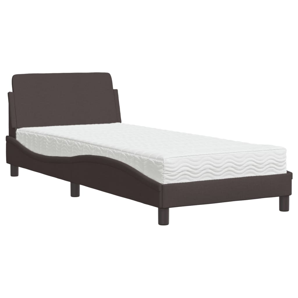 Krevet s madracem Dover tamnosmeđi 80x200 cm od tkanine