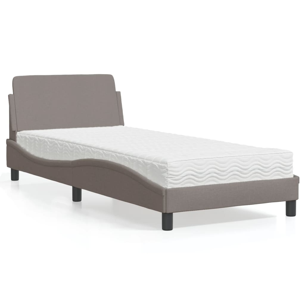 Krevet s madracem Dover smeđesivi 80x200 cm od tkanine