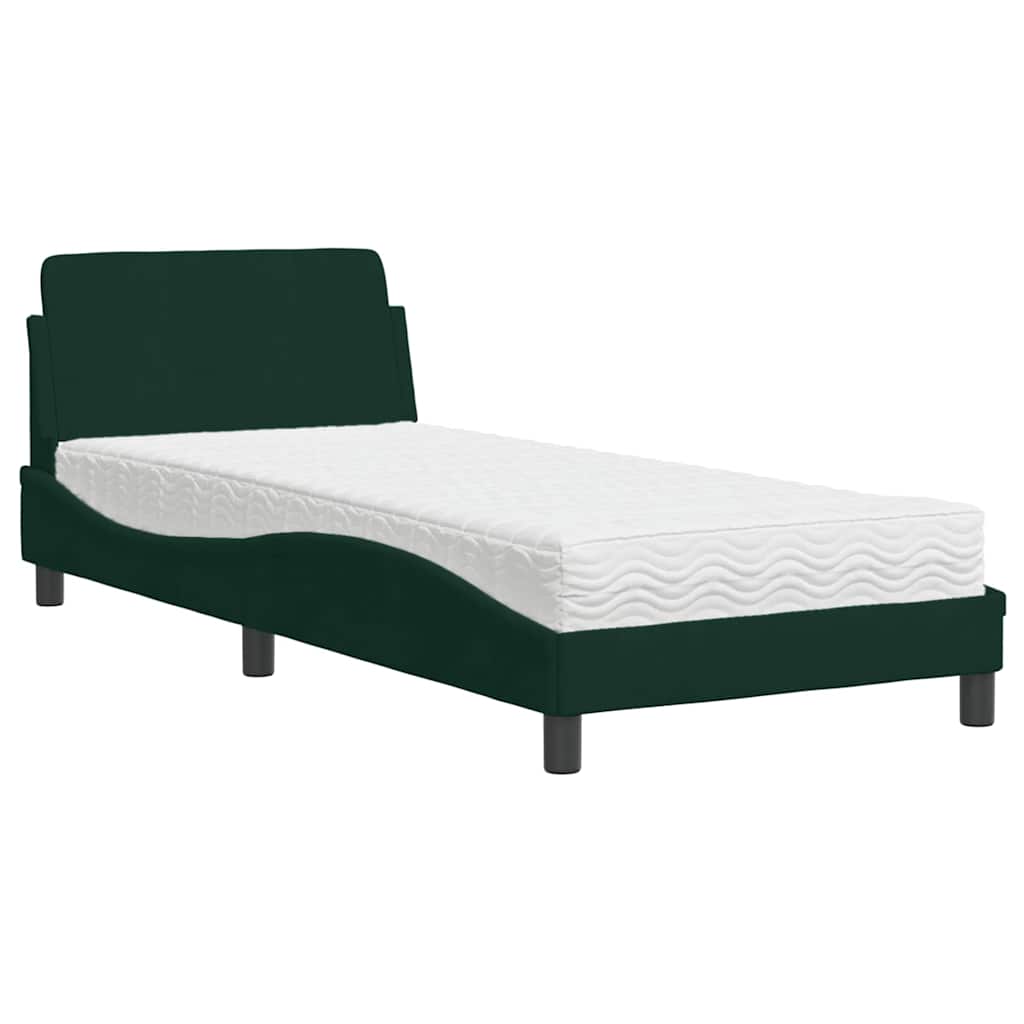 Krevet s madracem Dover tamnozeleni 80 x 200 cm baršunasti
