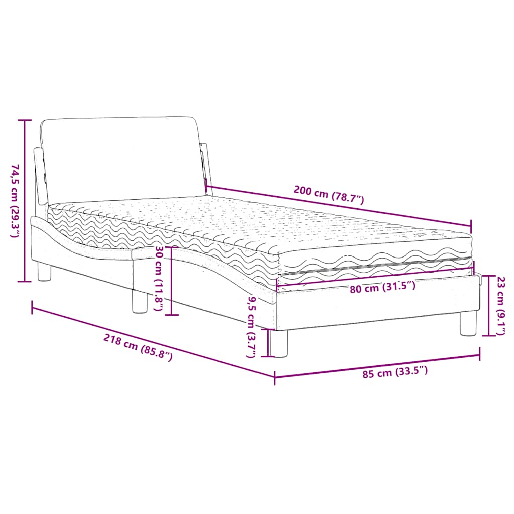 Krevet s madracem Dover tamnozeleni 80 x 200 cm baršunasti