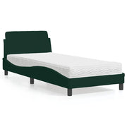 Krevet s madracem Dover tamnozeleni 80 x 200 cm baršunasti