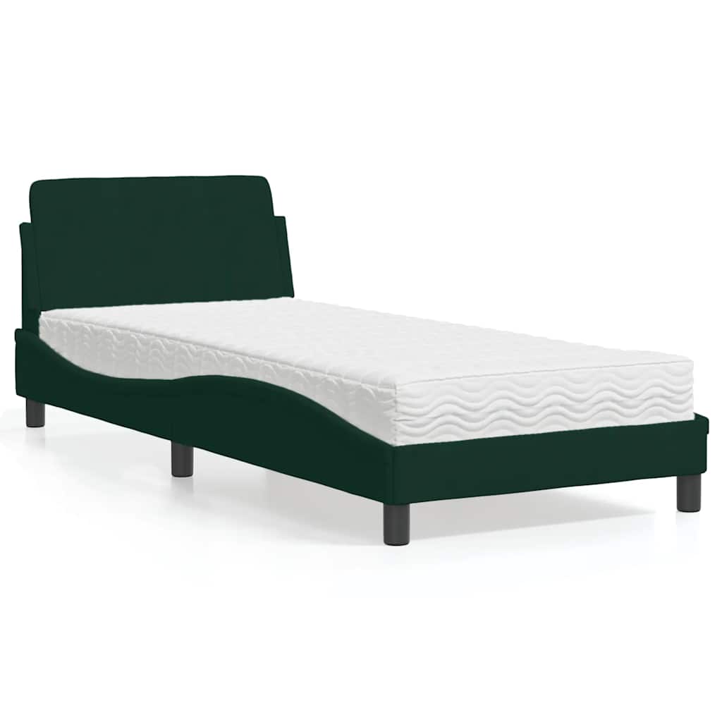 Krevet s madracem Dover tamnozeleni 80 x 200 cm baršunasti