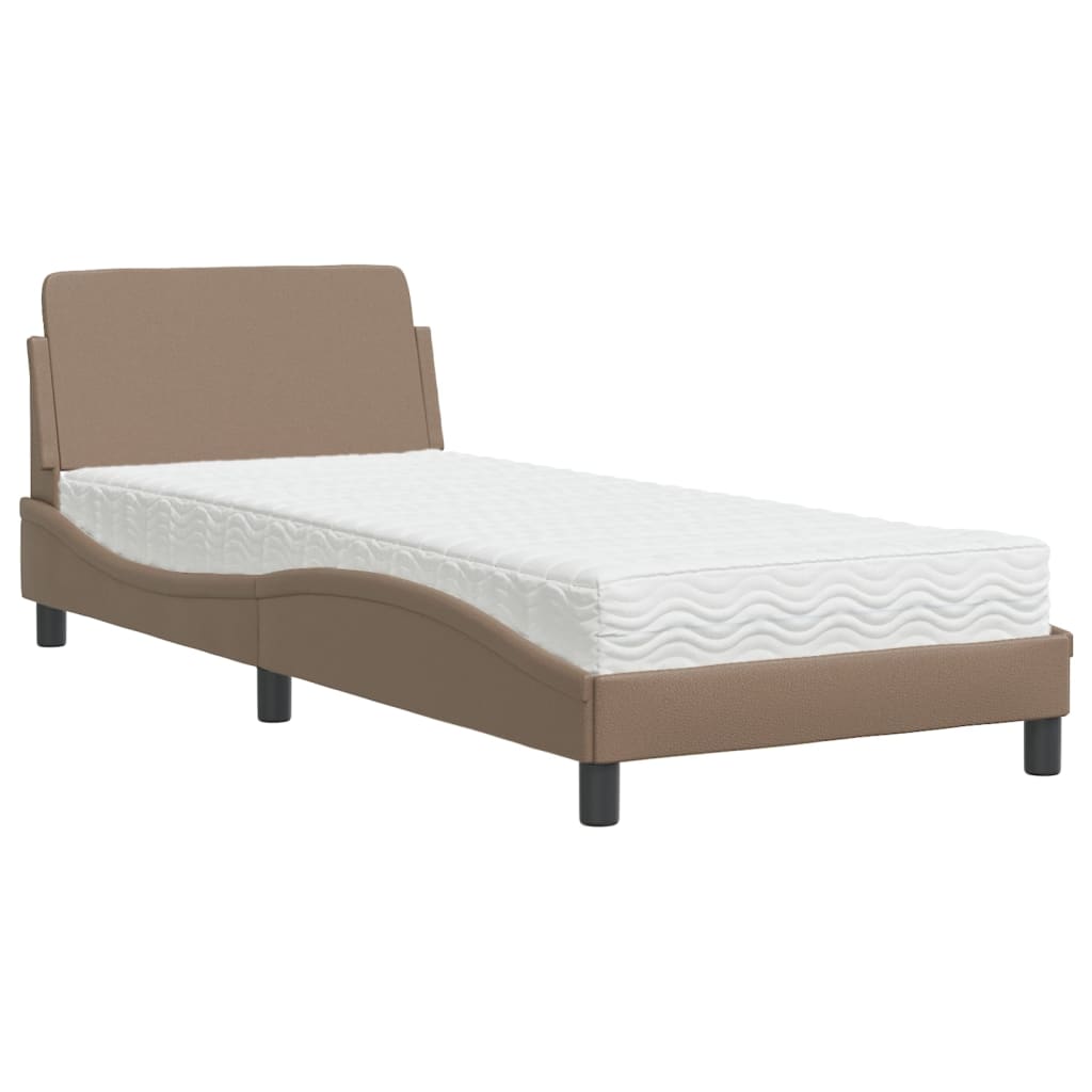 Krevet s madracem Dover cappuccino boje 80 x 200 cm od umjetne kože