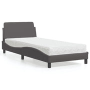 Krevet s madracem Dover sivi 90 x 190 cm od umjetne kože