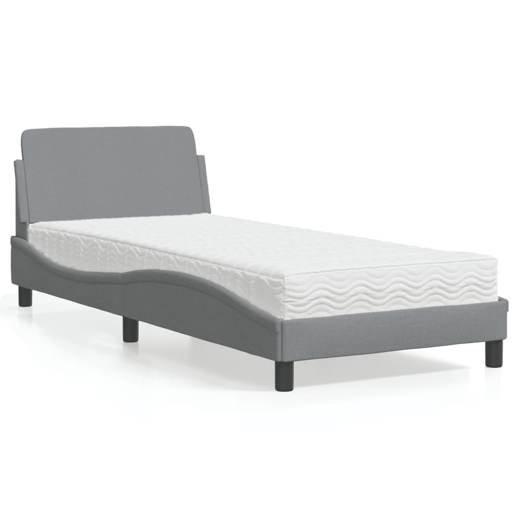 Krevet s madracem Dover svjetlosivi 90x200cm tkanina