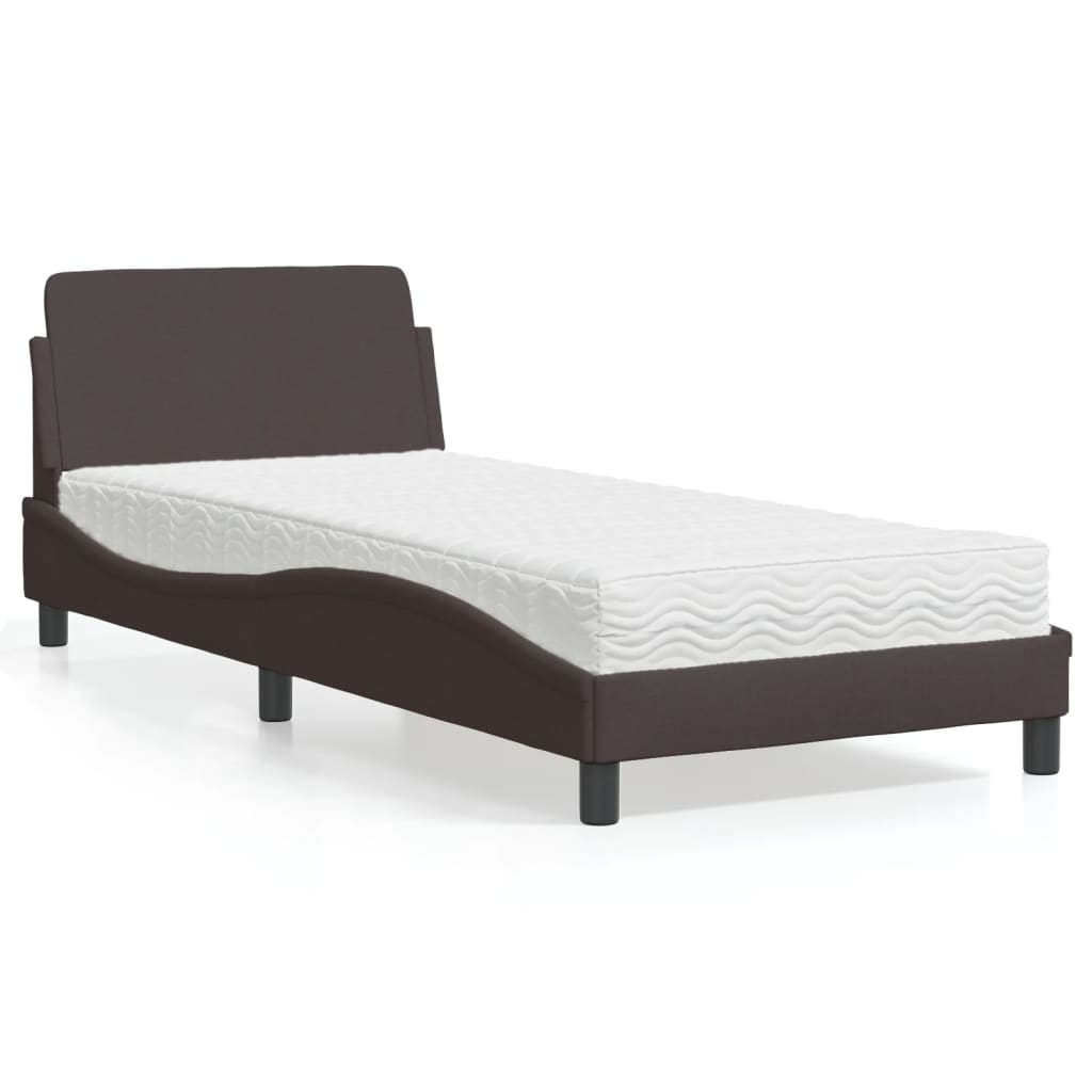 Krevet s madracem Dover tamnosmeđi 90 x 200 cm od tkanine