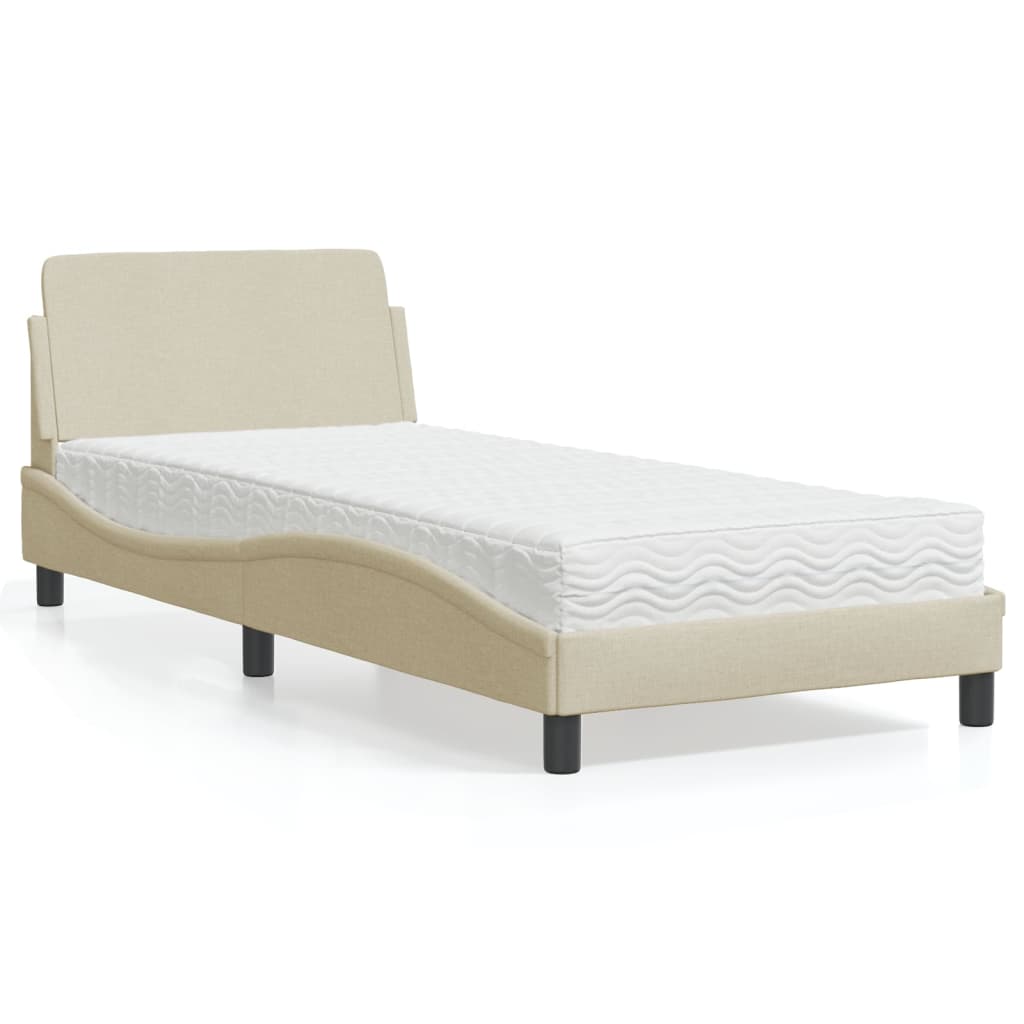 Krevet s madracem Dover krem 90 x 200 cm od tkanine
