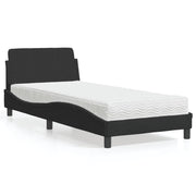 Krevet s madracem Dover crni 90x200 cm baršunasti