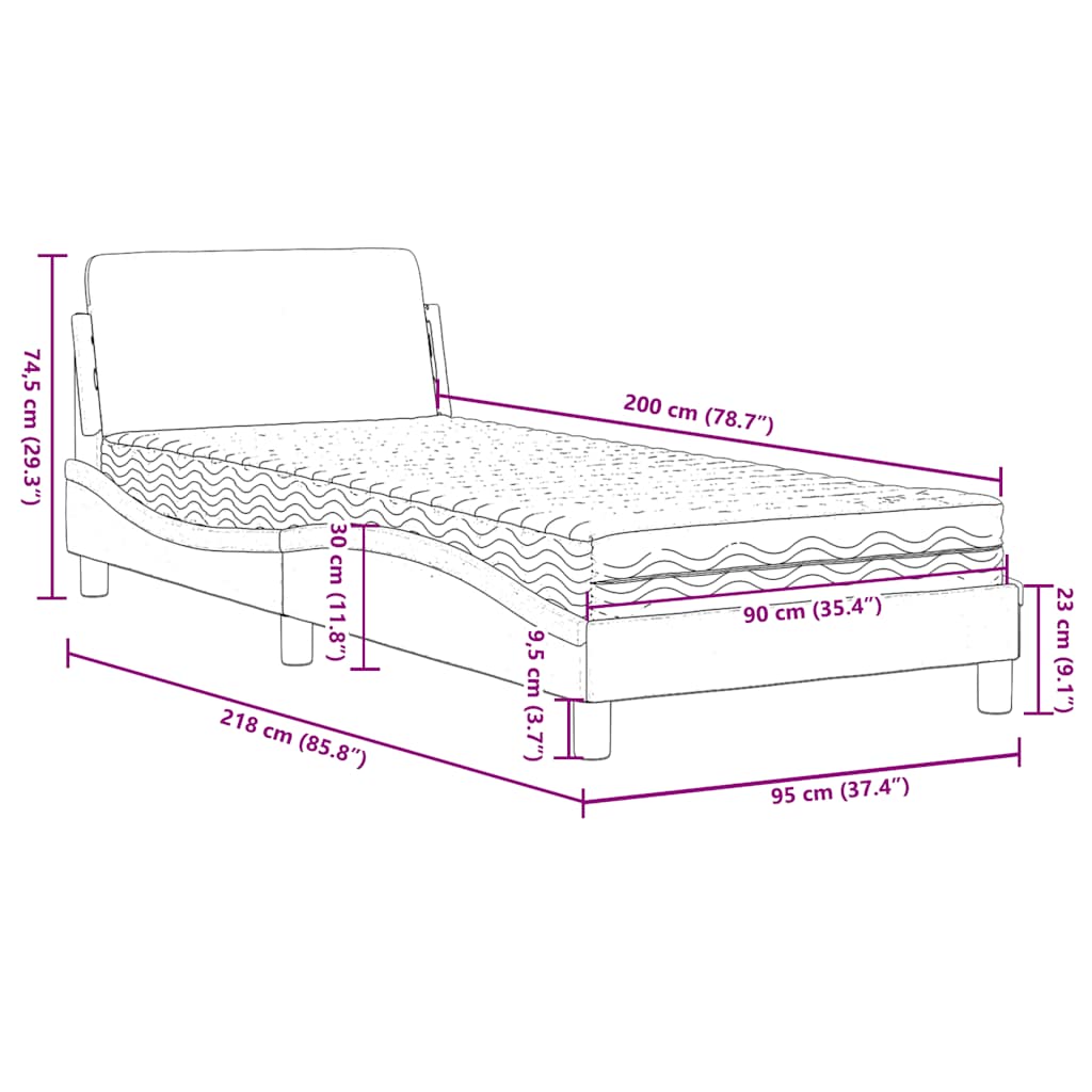 Krevet s madracem Dover tamnozeleni 90x200 cm baršunasti