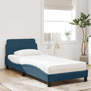 Krevet s madracem Dover plavi 90x200 cm baršunasti