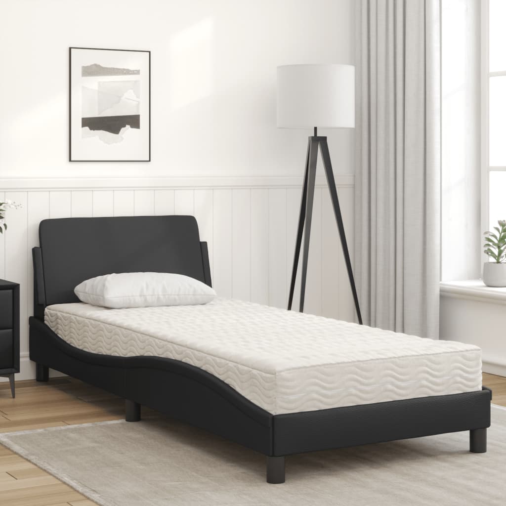 Krevet s madracem Dover crni 90 x 200 cm od umjetne kože