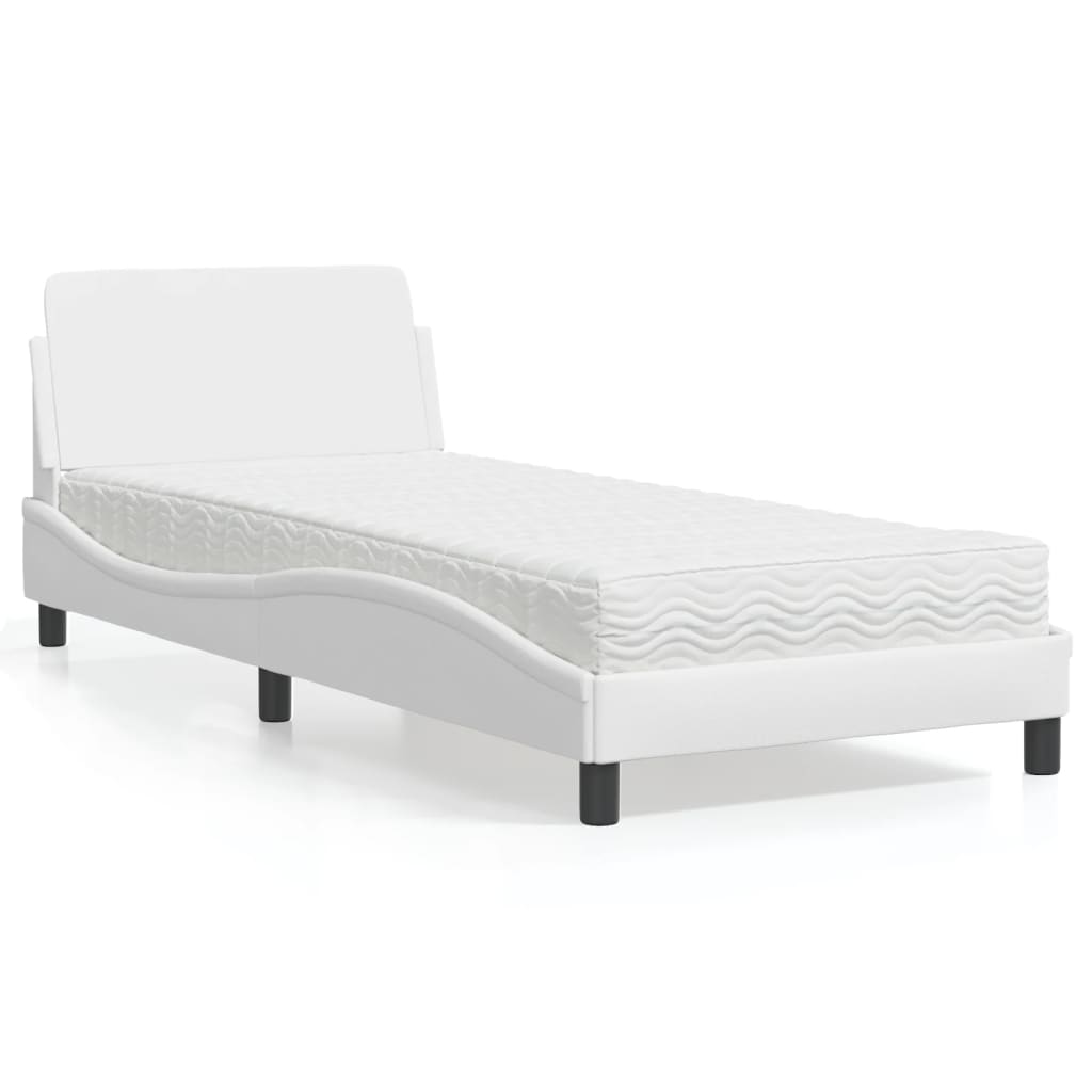 Krevet s madracem Dover bijeli 90 x 200 cm od umjetne kože