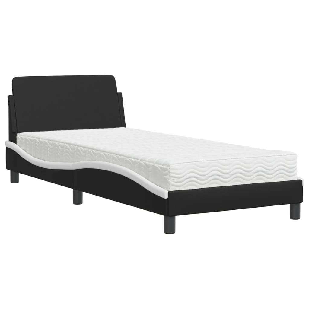 Krevet s madracem Dover crno-bijeli 90 x 200 cm od umjetne kože