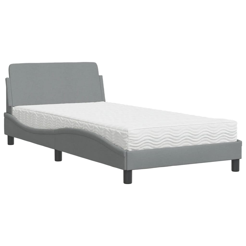 Krevet s madracem Dover svjetlosivi 100x200 cm od tkanine