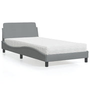 Krevet s madracem Dover svjetlosivi 100x200 cm od tkanine