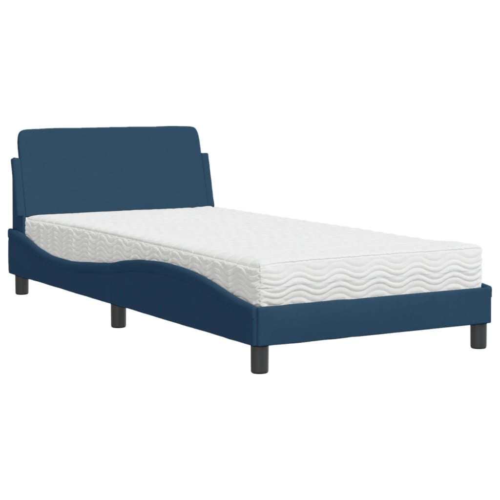 Krevet s madracem Dover plavi 100 x 200 cm od tkanine