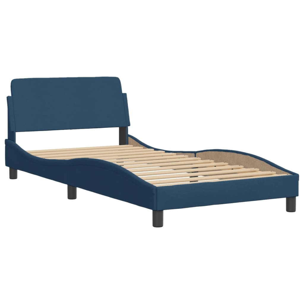 Krevet s madracem Dover plavi 100 x 200 cm od tkanine