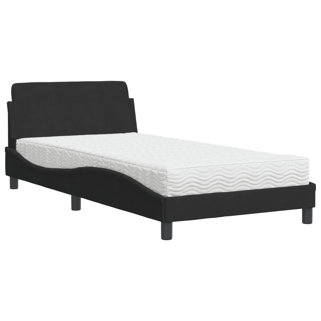 Krevet s madracem Dover crni 100x200 cm baršunasti