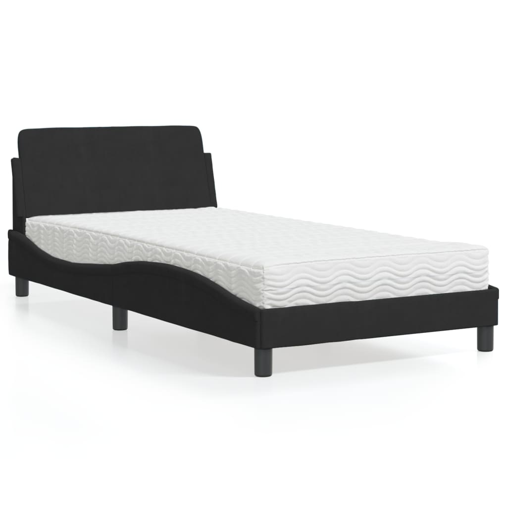Krevet s madracem Dover crni 100x200 cm baršunasti