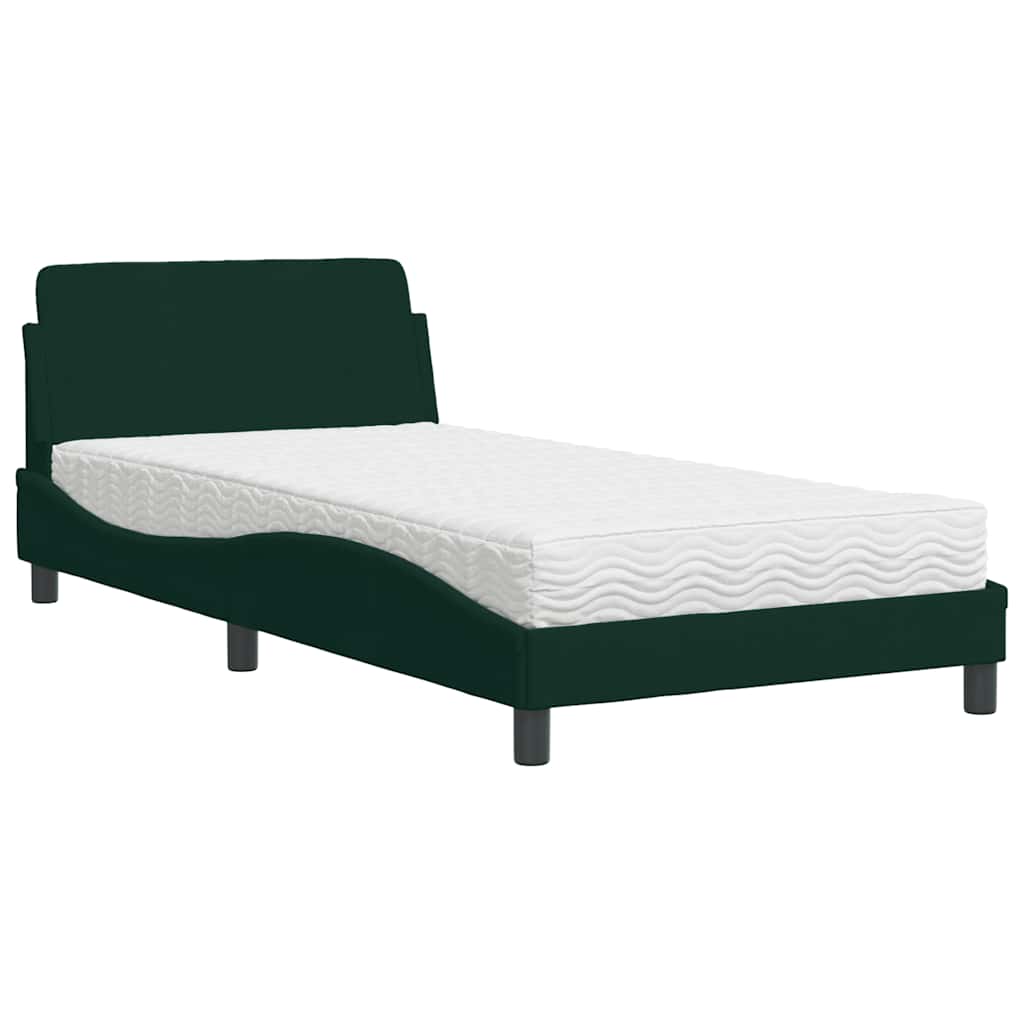 Krevet s madracem Dover tamnozeleni 100x200 cm baršunasti