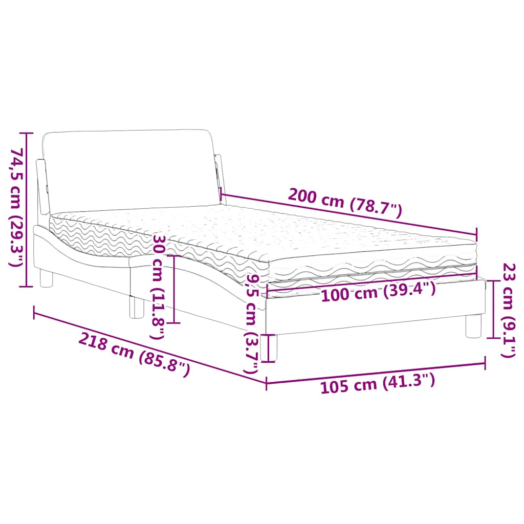 Krevet s madracem Dover tamnozeleni 100x200 cm baršunasti