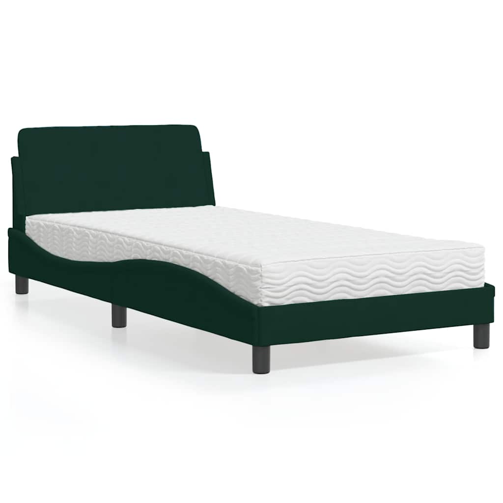 Krevet s madracem Dover tamnozeleni 100x200 cm baršunasti