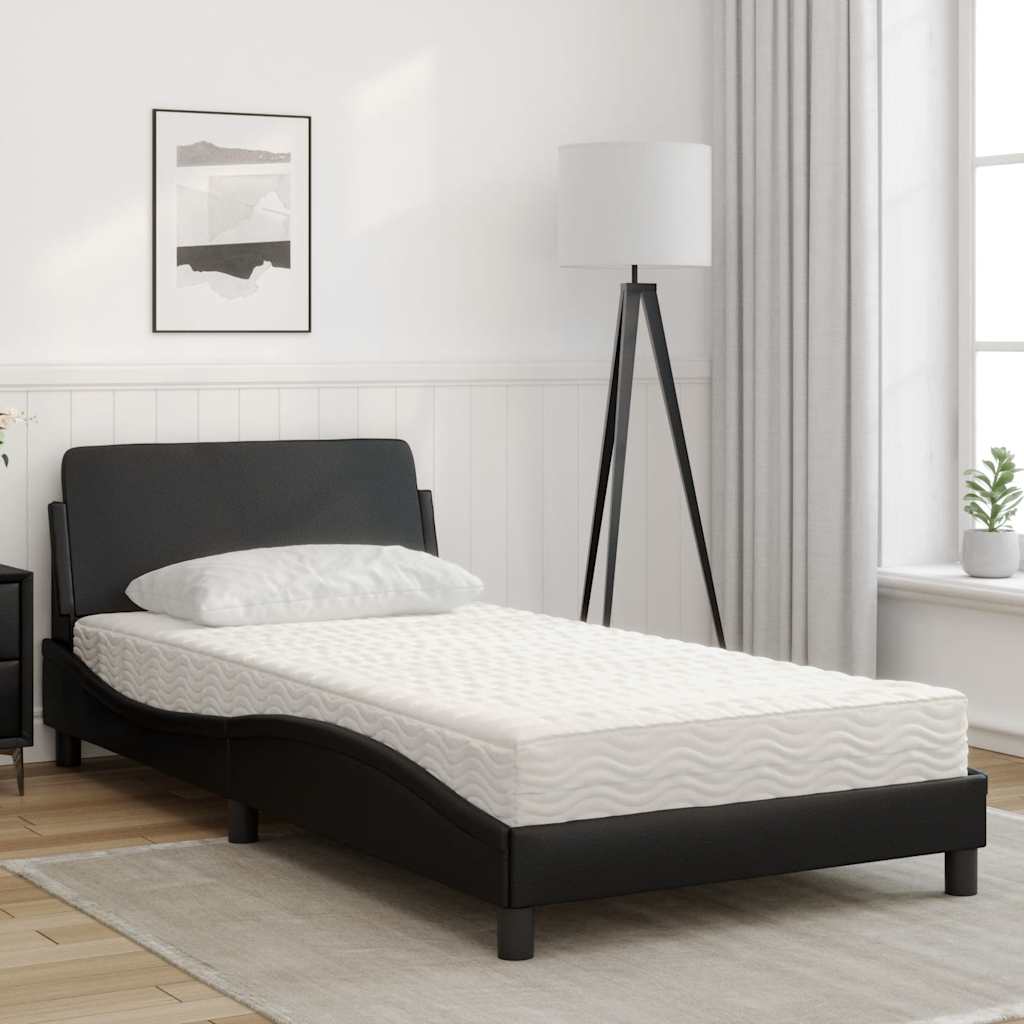 Krevet s madracem Dover crni 100 x 200 cm od umjetne kože
