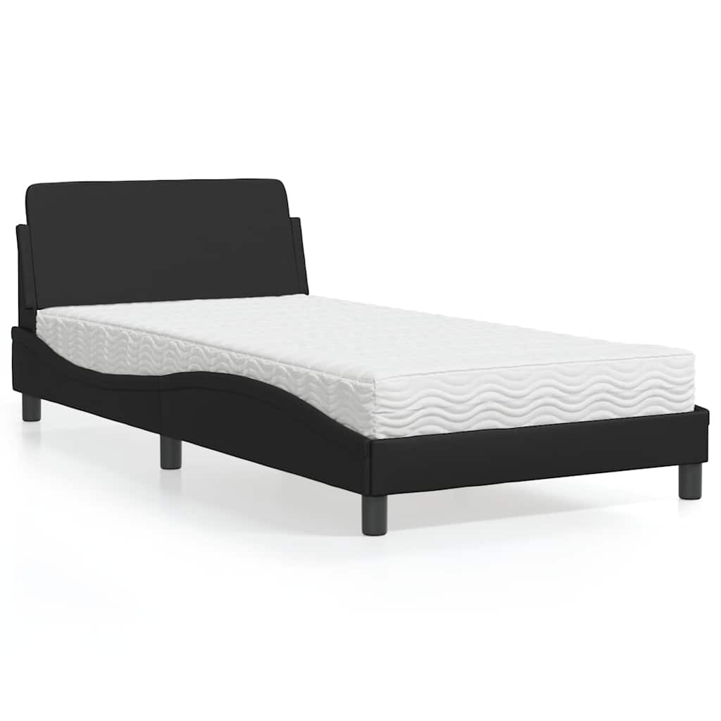 Krevet s madracem Dover crni 100 x 200 cm od umjetne kože