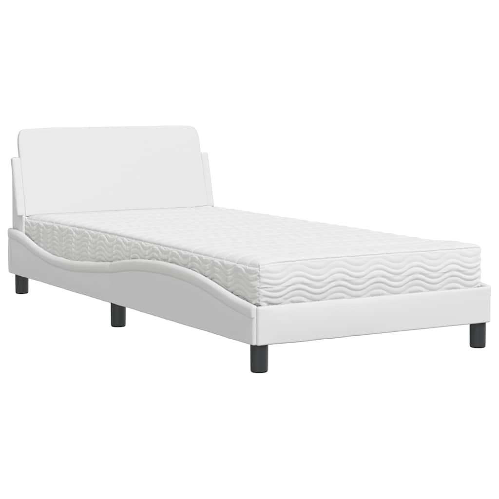 Krevet s madracem Dover bijeli 100 x 200 cm od umjetne kože