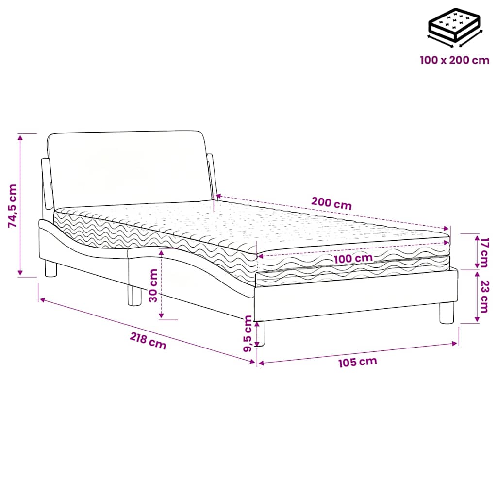 Krevet s madracem Dover smeđi 100 x 200 cm od umjetne kože