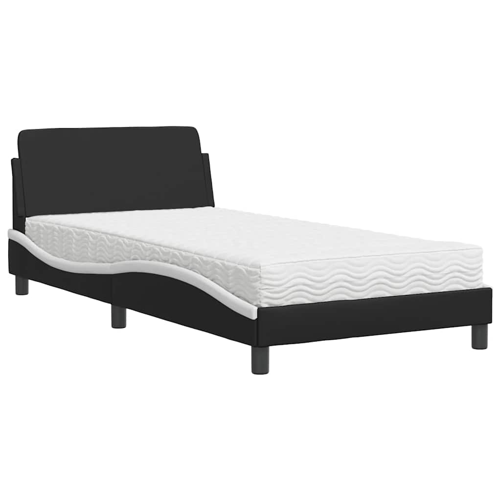 Krevet s madracem Dover crno-bijeli 100 x 200 cm od umjetne kože
