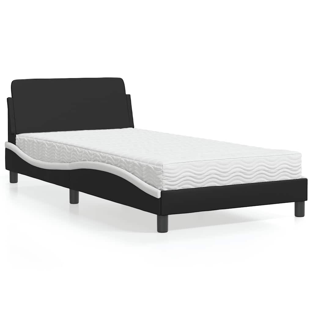 Krevet s madracem Dover crno-bijeli 100 x 200 cm od umjetne kože