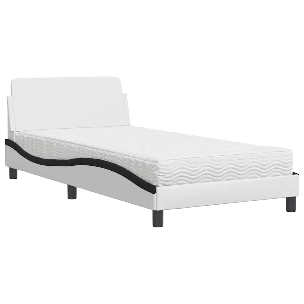 Krevet s madracem Dover bijelo-crni 100 x 200 cm od umjetne kože