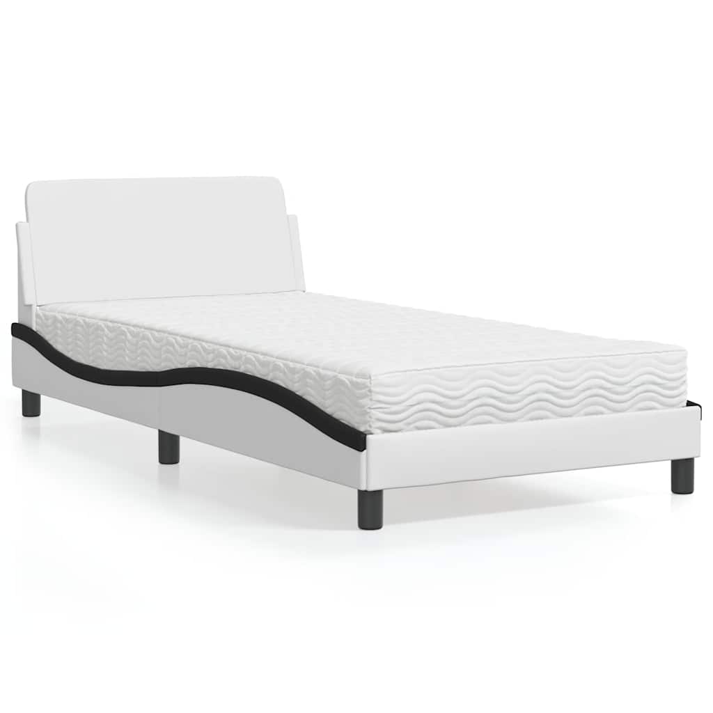 Krevet s madracem Dover bijelo-crni 100 x 200 cm od umjetne kože