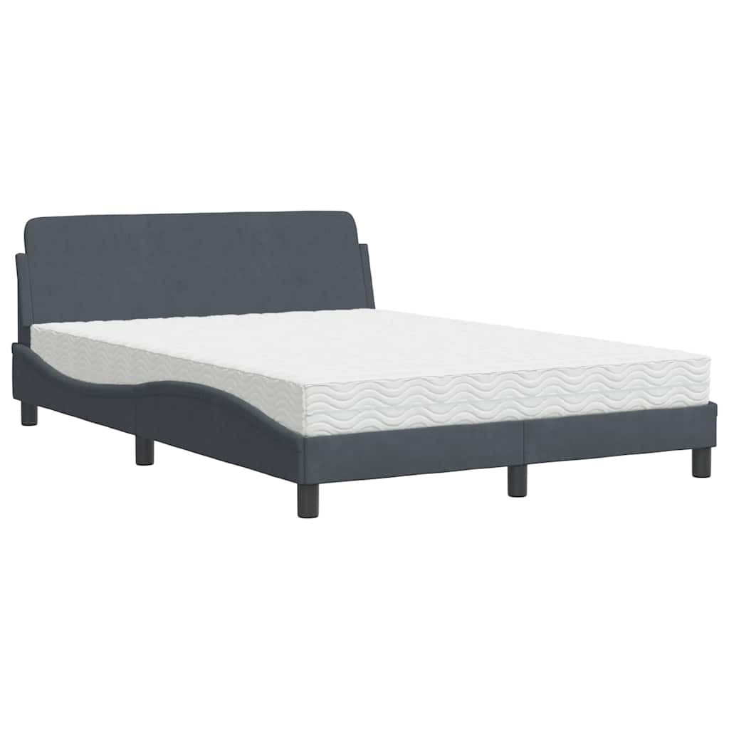 Krevet s madracem Dover tamnosivi 120 x 200 cm baršunasti