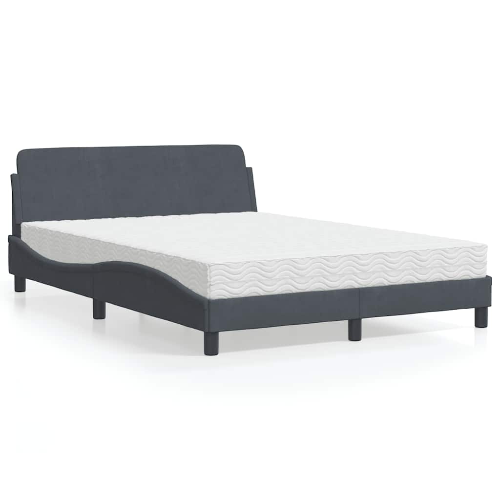 Krevet s madracem Dover tamnosivi 120 x 200 cm baršunasti