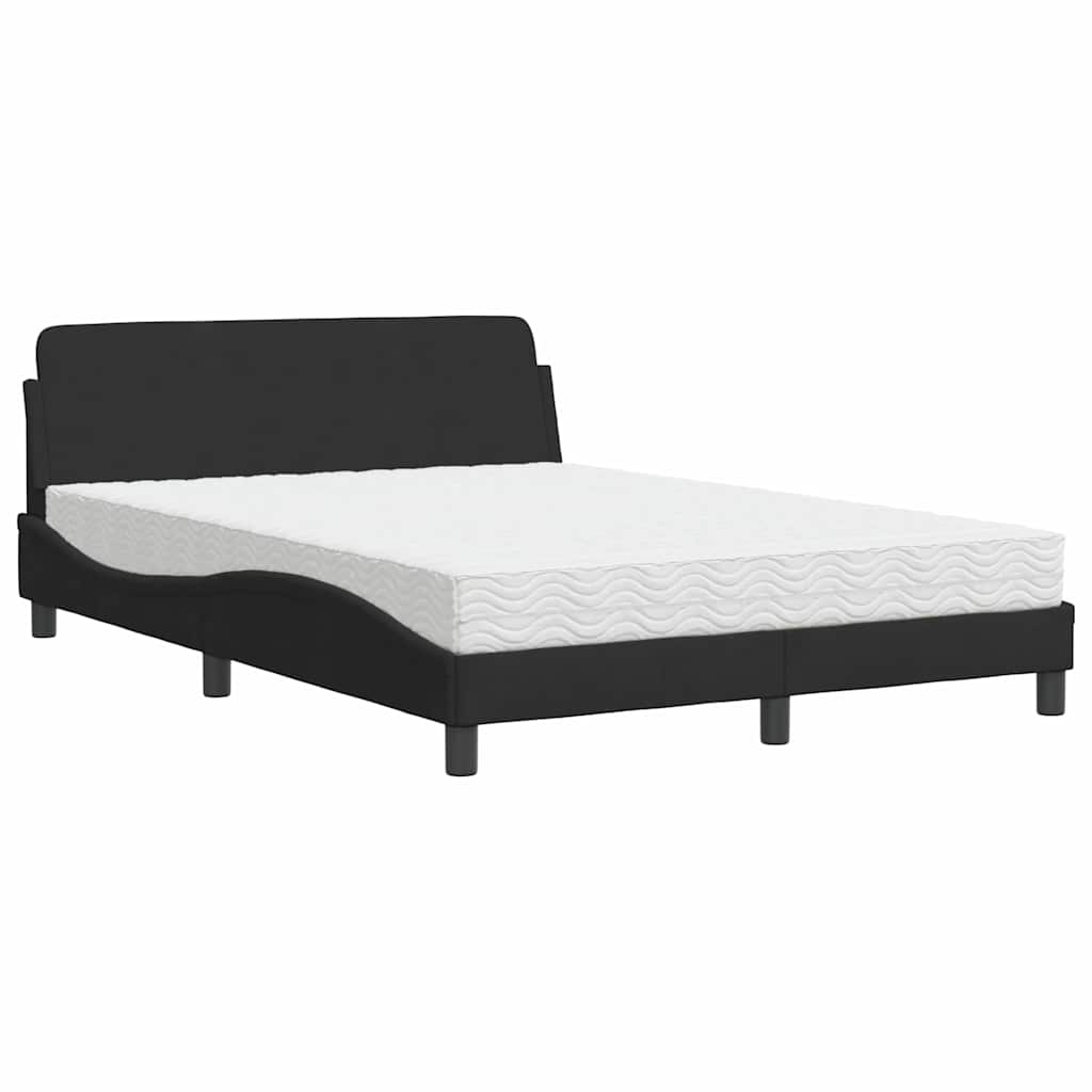 Krevet s madracem Dover crni 120 x 200 cm baršunasti