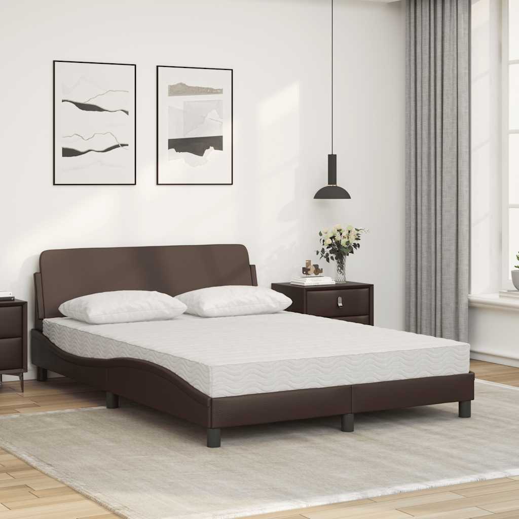 Krevet s madracem Dover smeđi 120 x 200 cm od umjetne kože