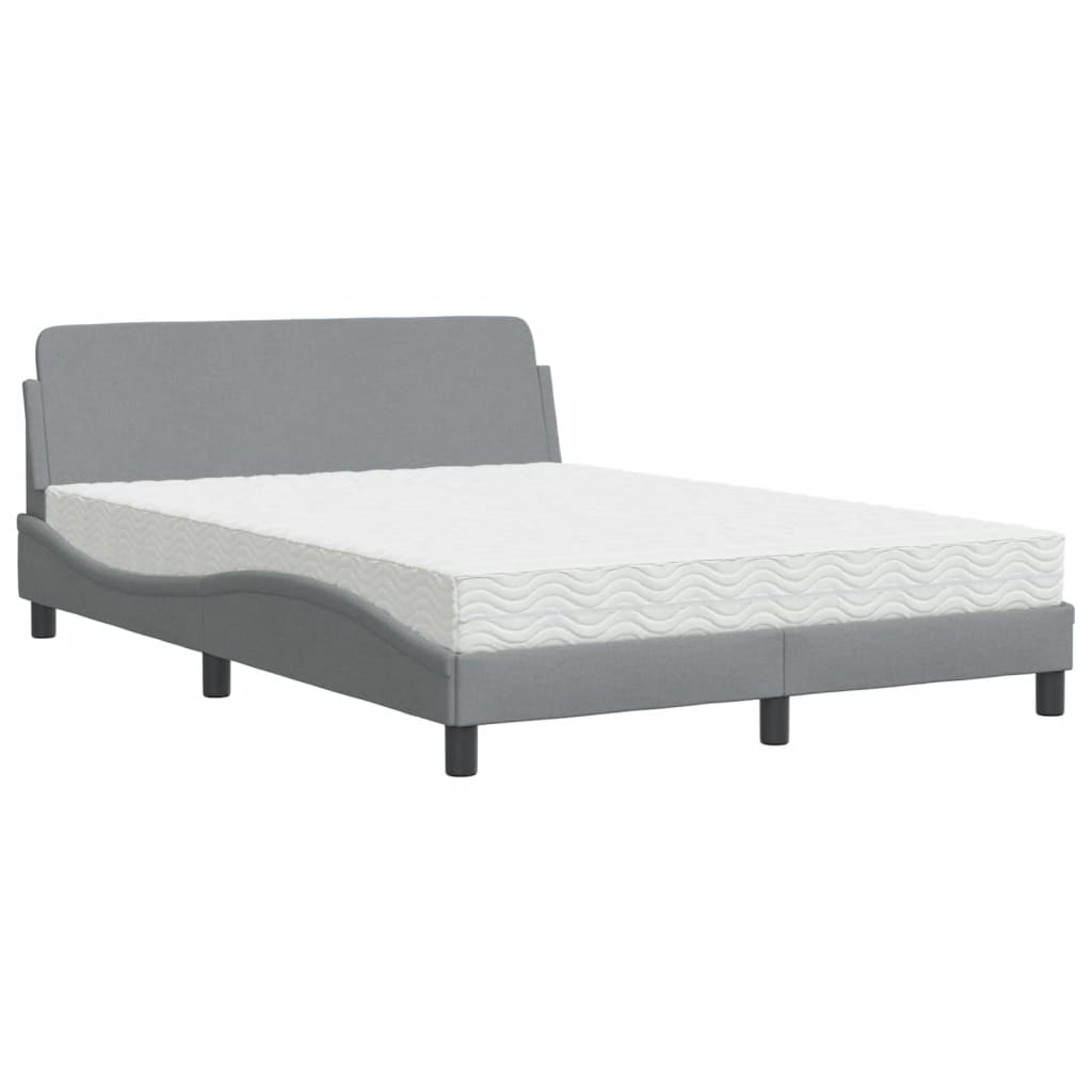 Krevet s madracem Dover svjetlosivi 140x190 cm od tkanine