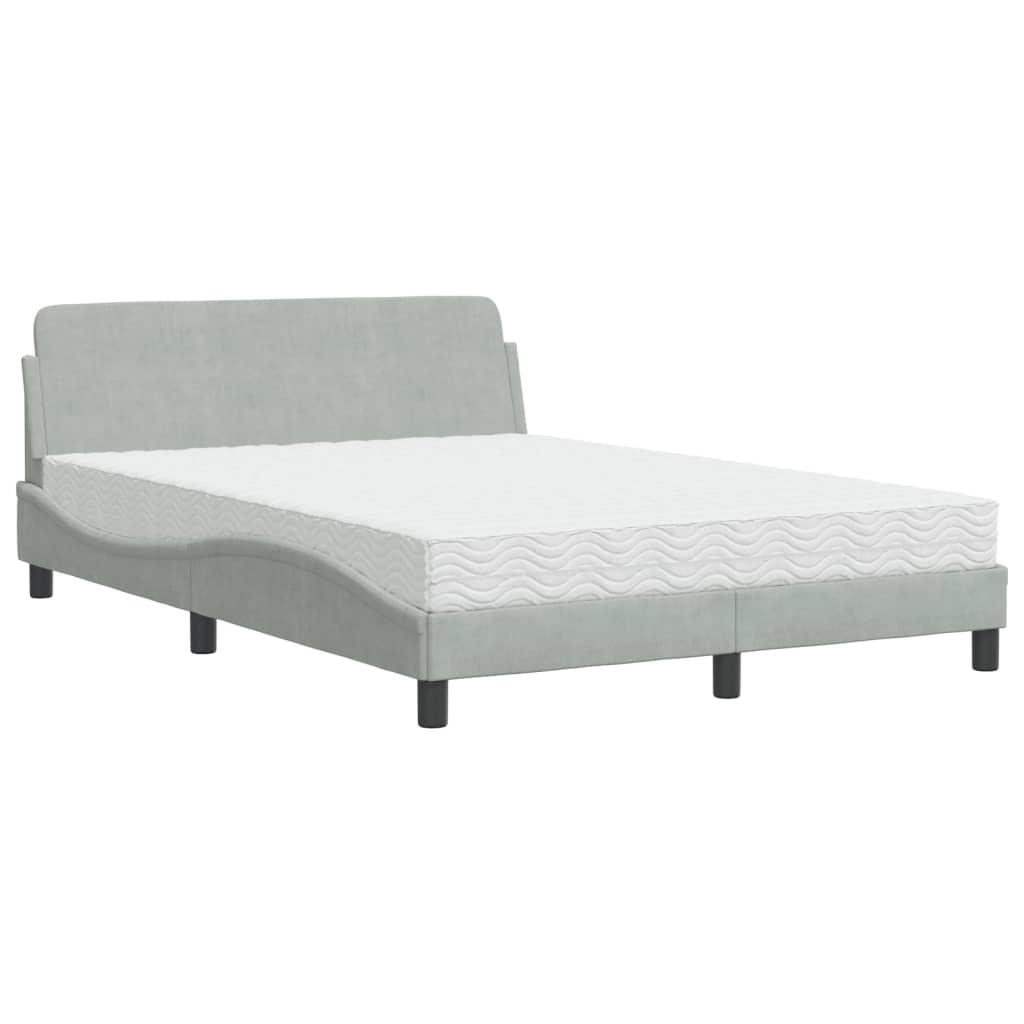 Krevet s madracem Dover svjetlosivi 140x190 cm baršunasti