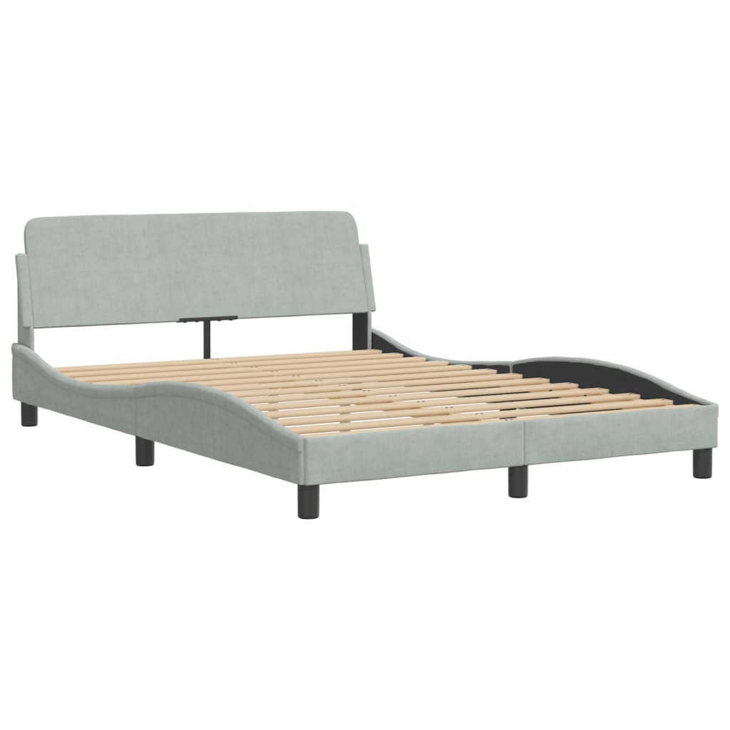 Krevet s madracem Dover svjetlosivi 140x190 cm baršunasti