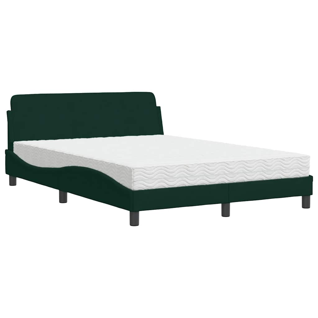Krevet s madracem Dover tamnozeleni 140x190 cm baršunasti