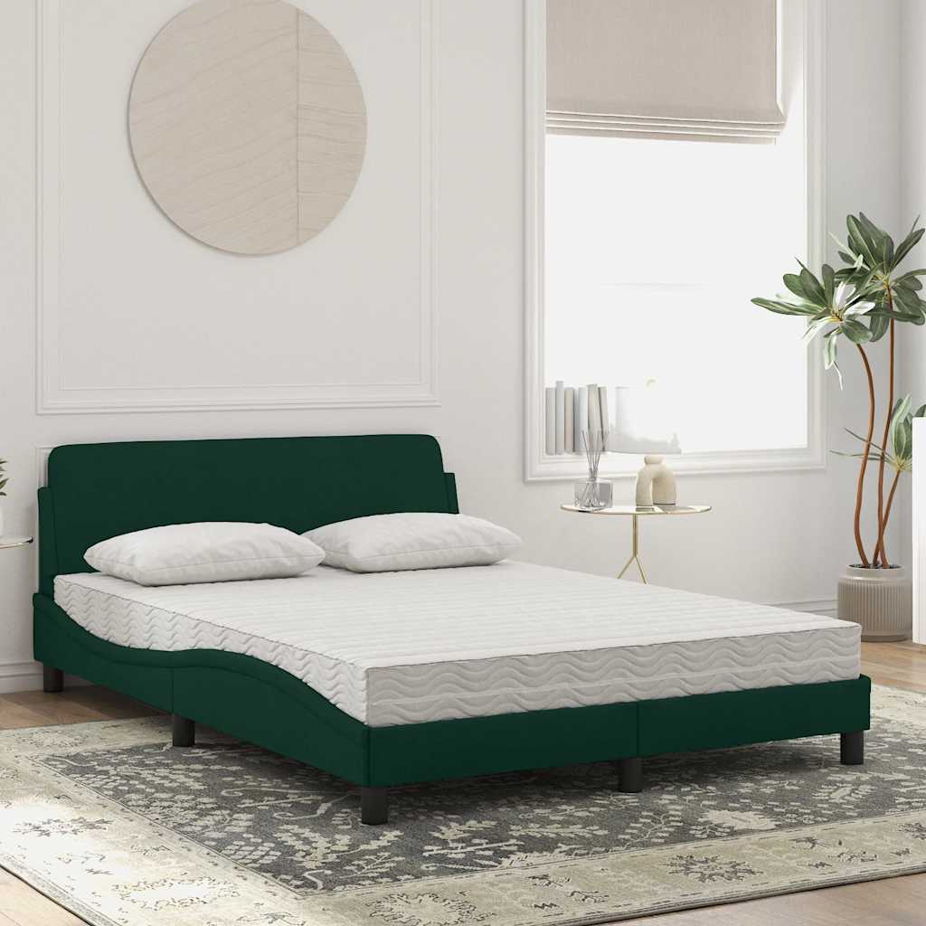 Krevet s madracem Dover tamnozeleni 140x190 cm baršunasti