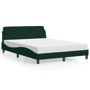 Krevet s madracem Dover tamnozeleni 140x190 cm baršunasti