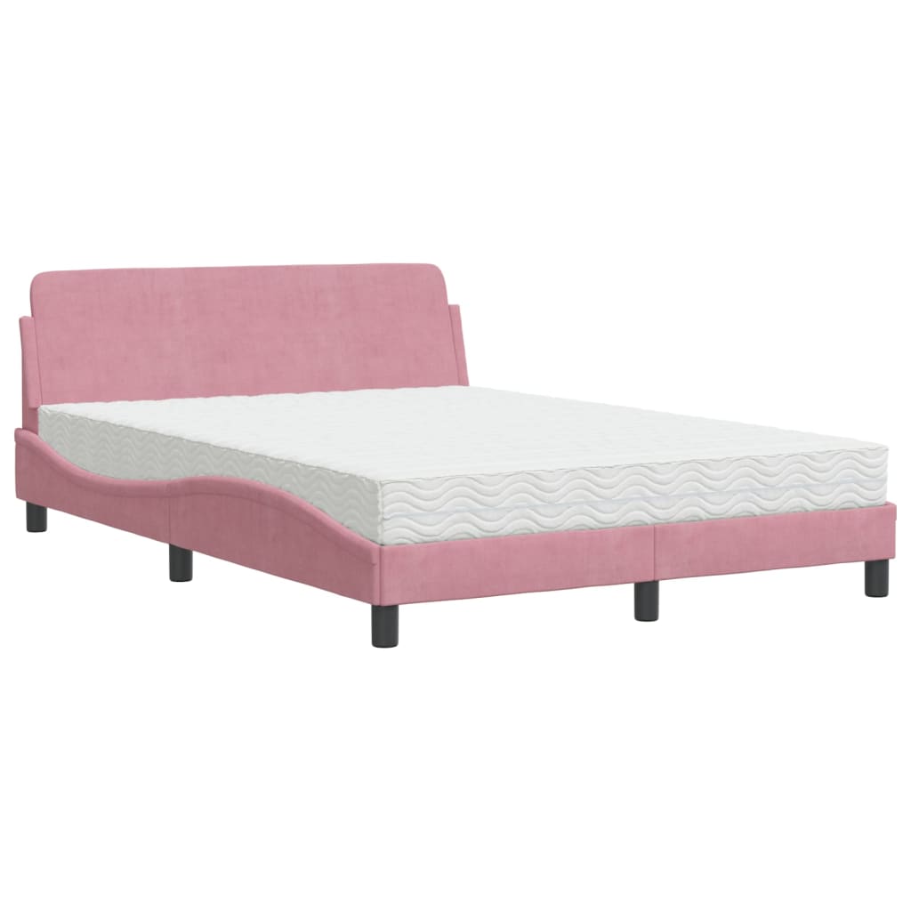 Krevet s madracem Dover ružičasti 140x190 cm baršunasti