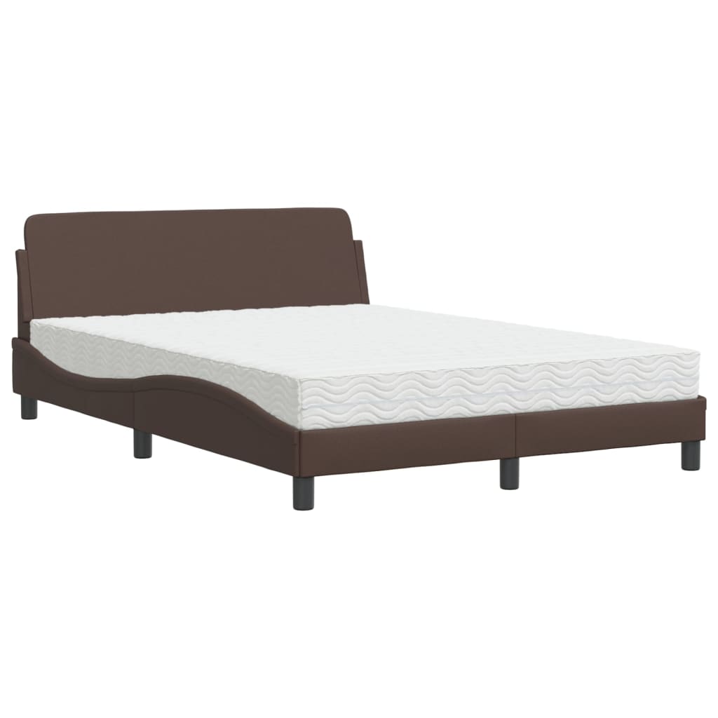 Krevet s madracem Dover smeđi 140 x 190 cm od umjetne kože